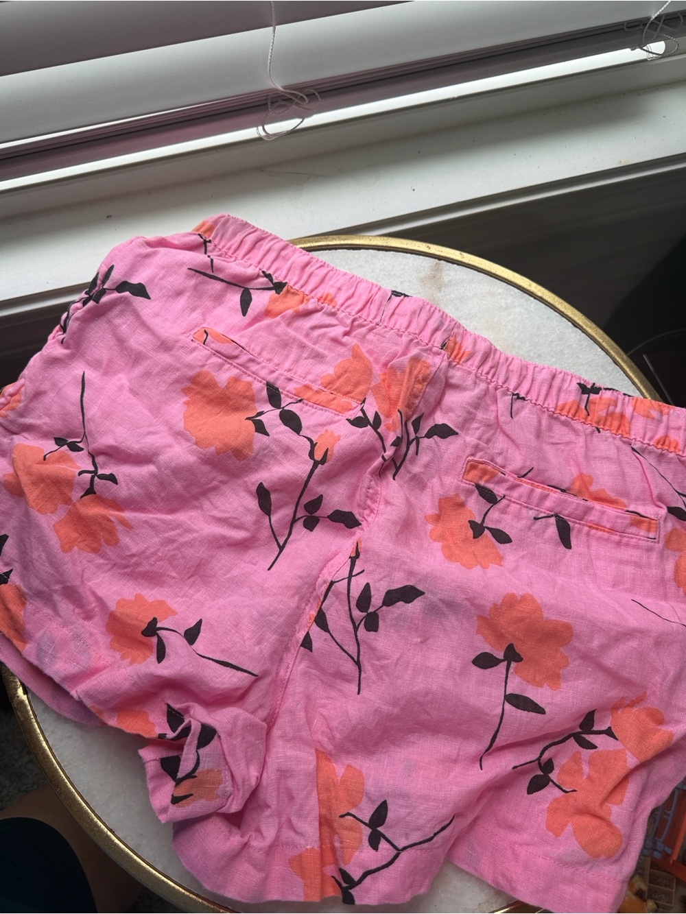 Pink Linen Drawstring Shorts - Picture 2 of 4